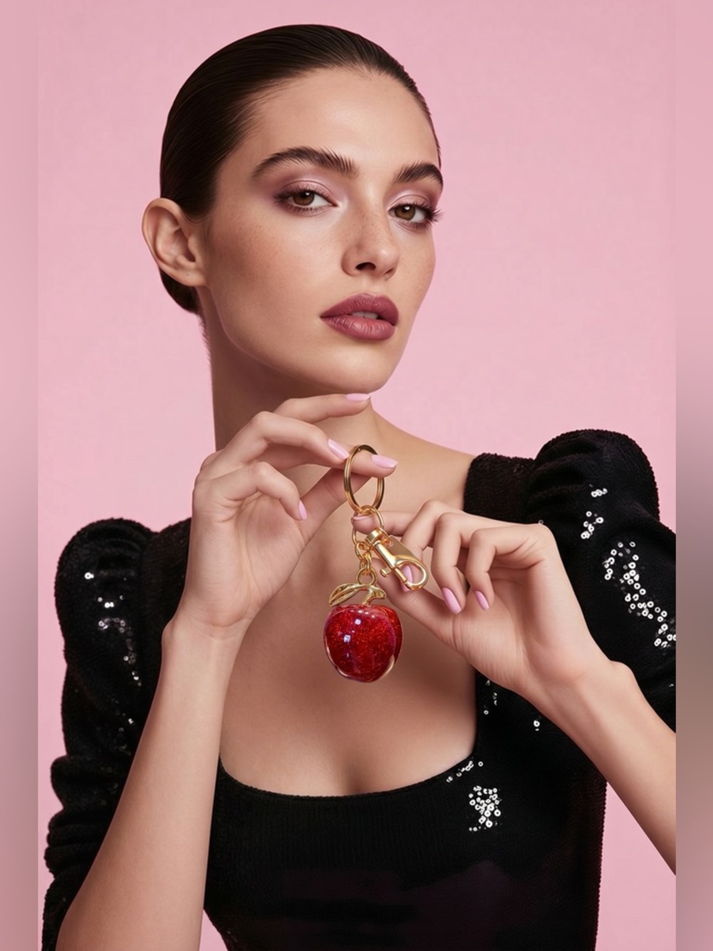 COACH Red Glitter Apple Key & Card Holder with Gold Hardware - Picture 6 of 6